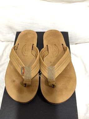 Rainbow The Original Tan Leather Flip Flops with Rainbow Tag